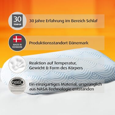 Подушка для сну TEMPUR EASE з піни з ефектом пам&39яті, ергономічна подушка для підтримки шиї для всіх положень сну, жорстка, 50 x 31 x 10/5 см, білий (модель-наступник)