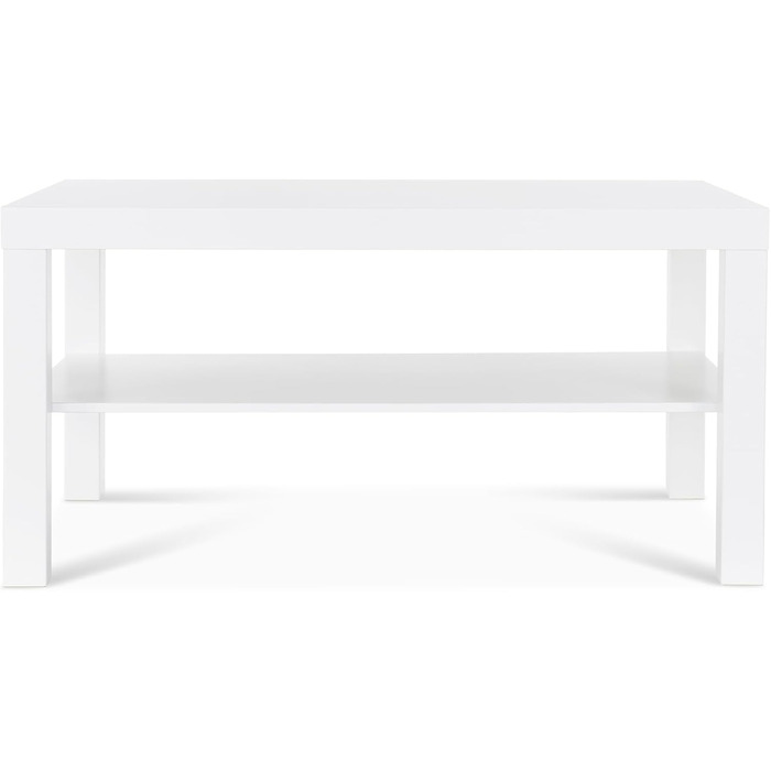 Журнальний столик, столик до дивана, приставний столик 90x55x45 см - з полицею - білий 90x55x45 см Білий