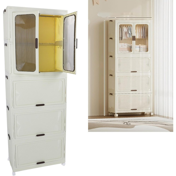 Дитяча шафа, складна, портативна, шафа для зберігання дитячого одягу, багатофункціональний органайзер для дитячих костюмів для спальні, дитячої кімнати, міцний матеріал PP.