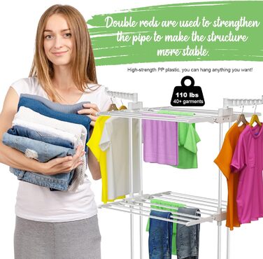 Невидима конячка для білизни на колесах Багатофункціональна 4-х ярусна сушарка для білизни Складана сушарка для білизни Компактна