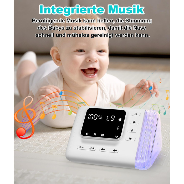 Електричний назальний аспіратор WADEO Baby з дезінфекційною камерою та 9 регульованими рівнями всмоктування, електричний назальний