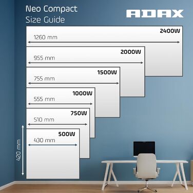 Розумний електричний радіатор з WiFi - 500 Вт, білий Настінний електричний обігрівач Настінний конвектор - 420 мм Керування за допомогою смартфона Термостат з РК-дисплеєм Електричний обігрівач 500 Вт білого кольору