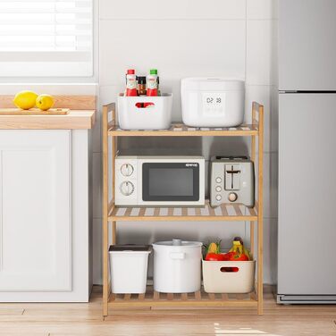 Полиця з 3 полицями, бамбукова полиця 51 x 25 x 71 см, полиця для зберігання з бамбука, як кухонна полиця, полиця для ванної кімнати, книжкова полиця, полиця для взуття, дерев&39яна полиця для ванної кімнати, кухні, вітальні, балкону