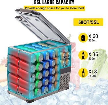 Портативний прохолодний ящик 55 л автомобільний холодильник 220 В міні-холодильник електрична морозильна камера невелика морозильн