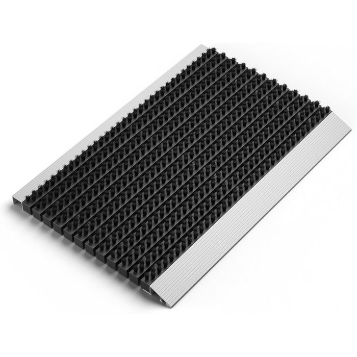 Вуличний алюмінієвий килимок для дверей з чорними щітками, килимок для збору бруду 40 x 60 см, вуличний килимок для дверей, алюмінієвий килимок для дверей, килимок для вулиці, скребок для взуття для входу в будинок, килимок-щітка для вулиці, килимок для д