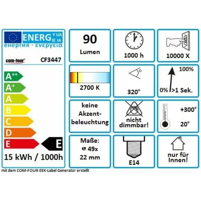 Лампа духовки до 300C, тепла біла плита лампочка 15W, E14, 230V (02 шт. и - 15W золотого кольору), 2 шт.