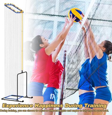 Тренажер-сітка для волейбольних зв'язуючих (Пасуючих), Регульована висота та кут, Портативний, для тренувань у приміщенні та на вулиці