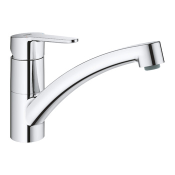 Кухонний змішувач GROHE BauGo з плоским виливом (практичний поворот на 140, гігієнічні ізольовані водні шляхи, простий монтаж), хром, 31680000