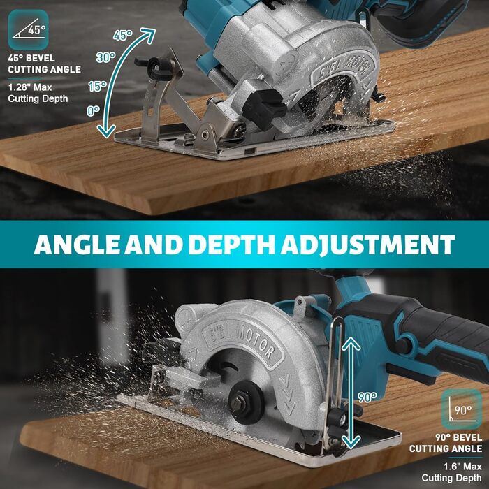 Акумуляторна циркулярна пила на літієвому акумуляторі Makita 18В, безщіткова міні-циркулярка з 2 пильними дисками, міні-циркулярка