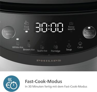 Мультирісоварка Philips 3000 серії, чорна, 0,85 л