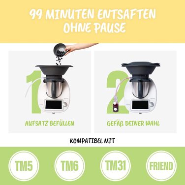 Парова соковижималка MixFino для вашого Thermomix TM6 TM5 TM31 TM Friend - повністю автоматичне вичавлювання соку за допомогою соковижималки Thermomix для Thermomix