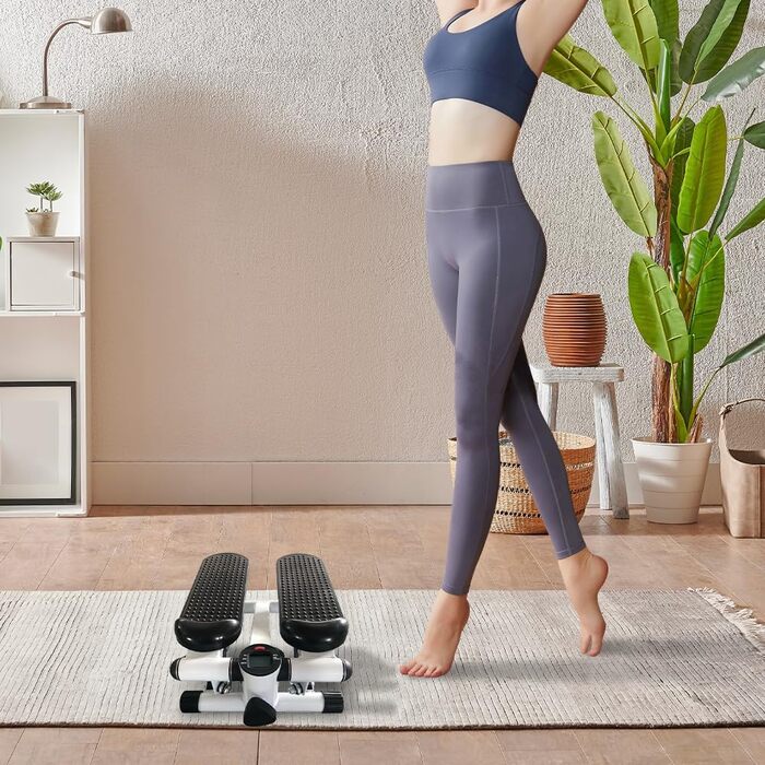 Степер-гойдалка, степер вгору-вниз, степер-гойдалка вгору-вниз з силовими канатами, цілісне тренування, тренажер 2-в-1 до 100 кг, міні-степер для домашнього використання, чорний