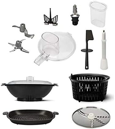 Багатофункціональний кухонний комбайн efbe-Schott Thermomaster SC HA 1020 з вбудованими вагами, 11 швидкостей, функція приготування, НЕРЖАВІЮЧА СТАЛЬ, аксесуари