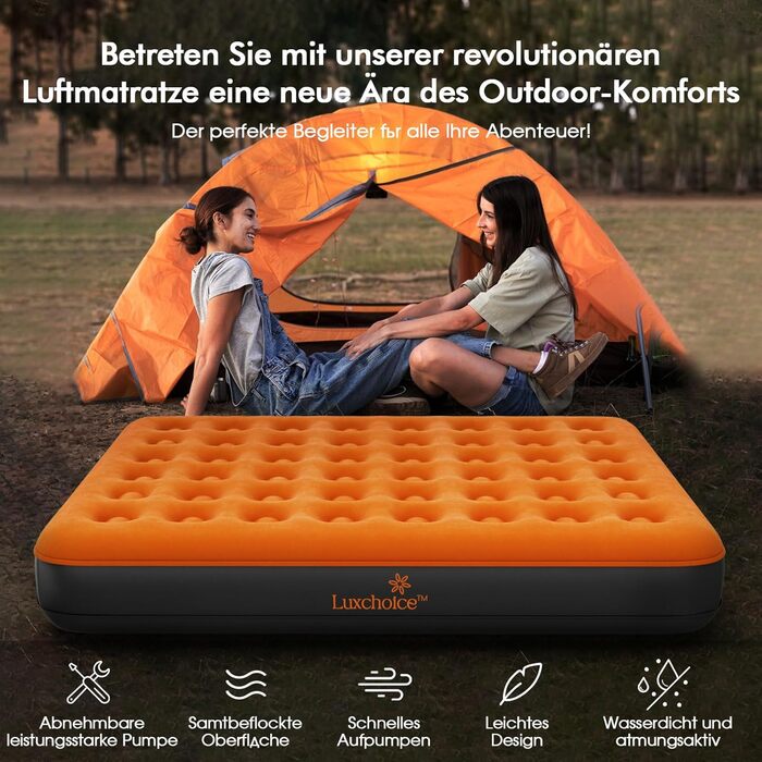 Самонадувальний надувний матрац з портативним насосом - швидке надування за 3 хвилини - надувне ліжко для 1 особи, гостьове ліжко для кемпінгу, подорожей, походів, використання в приміщенні - 1909922 см - макс. 150 кг