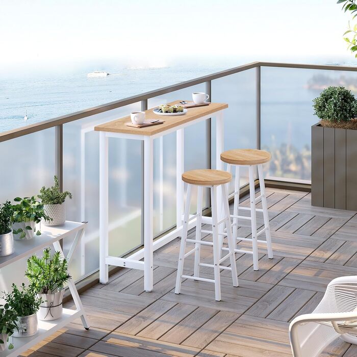 Барний стіл, стіл для бістро, стіл для роботи стоячи, обідній стіл, металевий каркас, стільниця з МДФ, світлий дуб, 120x100x40 см (ШxВxГ) Світлий дуб 120x40x100 см