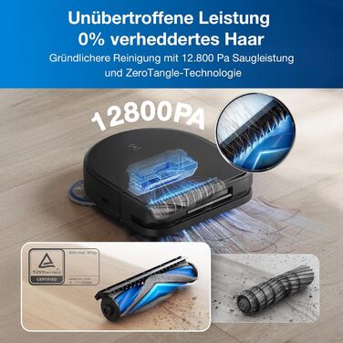 Вакуумний робот ECOVACS DEEBOT X5 Omni з функцією миття підлоги, сила всмоктування 12 800 Па, технологія ZeroTangle, миття країв T