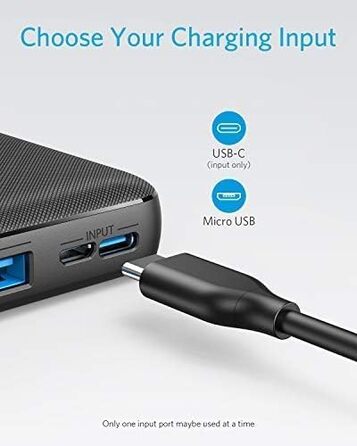 Зовнішня батарея на 20000 мАг, технологія PowerIQ, порт USB-C, величезна щільність енергії, сумісний із iPhone, Samsung Galaxy, iPad тощо, 325 Powerbank