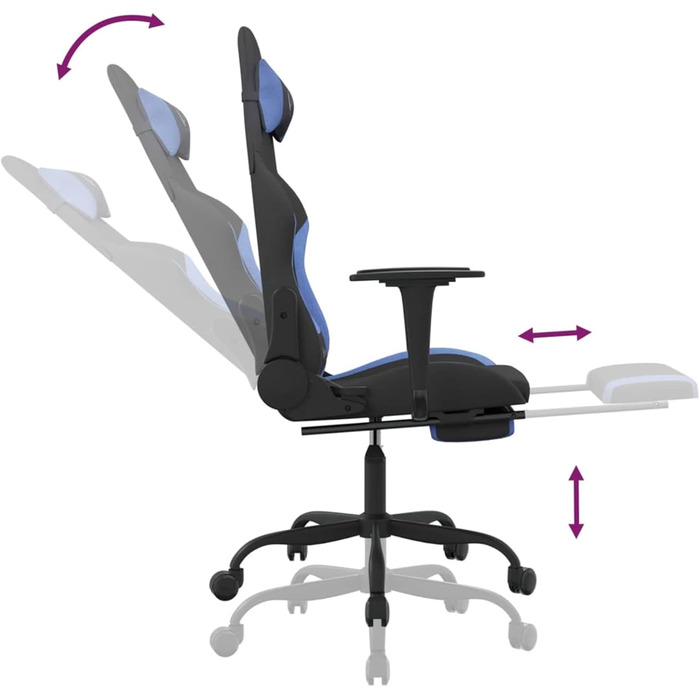 Ігрове крісло з підставкою для ніг, крісло для ПК, ігрове крісло, крісло для геймерів, крісла для домашнього офісу, крісла для ігор, крісло для PlayStation, комп&39ютерне крісло, чорно-синя тканина