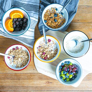 Аргонові столові прибори Білі емальовані миски - 16 см - 4 кольори