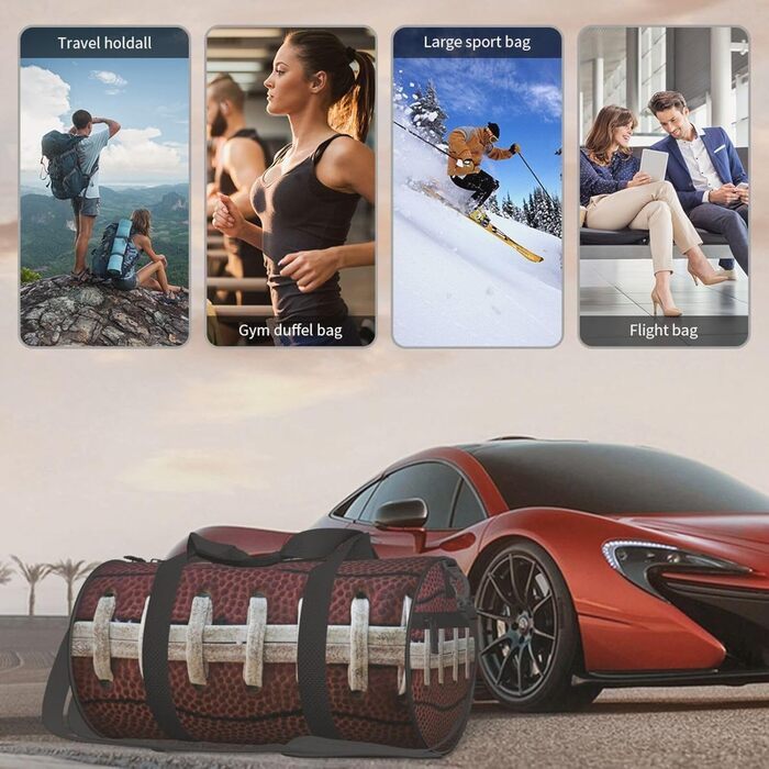 Спортивна сумка для подорожей, американський футбол, затяжки, сумка на ніч, чорна, універсальний розмір