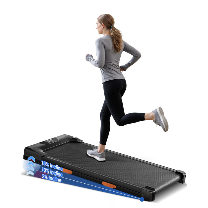 Килимок для ходьби UMAY з нахилом 10-15, бігова доріжка для дому 8-10 км/год з нахилом та тихим двигуном, стіл для бігової доріжки, максимальна підтримка 136 кг, нахил 10