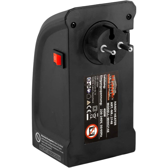 Міні-вентилятор/Зручний обігрівач MAUK Компактний для караванів та автофургонів Керамічний підключається до мережі 400 Вт PTC Електричний з цифровим світлодіодним термостатом Таймер Вилка живлення з поворотом на 90