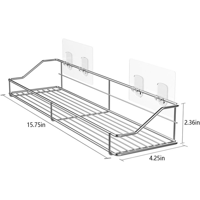 Душова полиця без свердління Настінна полиця для ванної Душовий кошик для ванни Поличка для ванни самоклеюча SUS304 Нержавіюча сталь Silver-c