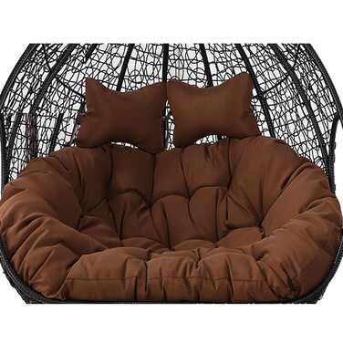 Яйцеподібна подушка для подвійного підвісного шезлонга-гойдалки, м&39яка, глибока подушка, подушка для двомісного крісла-гойдалки для використання на вулиці з ремінцями, повністю наповнена, не згинається (кавовий колір)