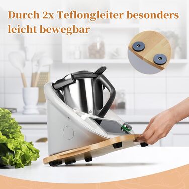 Розсувна дошка для Thermomix TM6 TM5, розсувна дошка з дерева, слайдер з ергономічними ручками Також підходить як розсувна дошка для Thermomix TM5, дошка з листяних порід Rubberwood для Thermomix TM6 & TM5