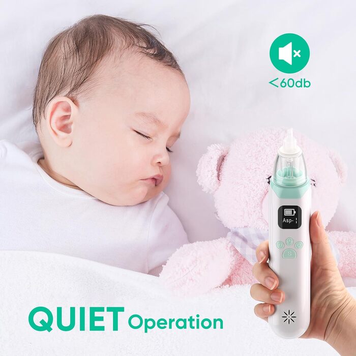 Електричний дитячий назальний аспіратор, дитячий назальний аспіратор з 3 силіконовими насадками та 3 рівнями всмоктування, акумуля