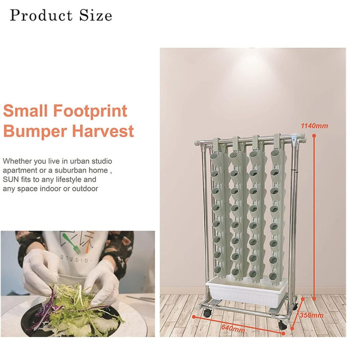 Набір для внутрішнього гідропонного вирощування, система гідропонного вирощування Вертикальна система рослин з аксесуарами для листової зелені для трав, фруктів і овочів