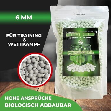 Кульки BBS Bio Tracer Airsoft Softair, упаковки 2000, тактичні, 6 мм, круглі, для пневматичної зброї, 0,25 г, 3 x 2000 кульок