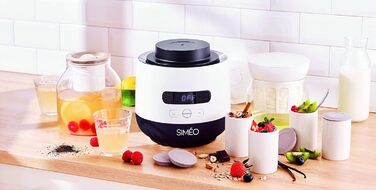 Йогуртниця SIMO YVA760 для домашнього приготування йогурту, скіру та сиру (в т.ч. з рослинного молока), набір з 6 баночок, 19 x 22,5 см