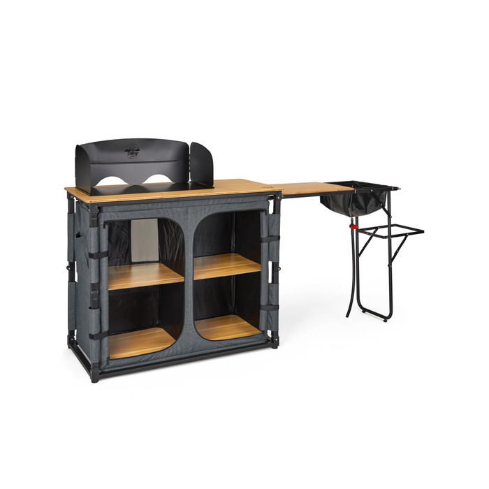 Кухонний ящик Camp LIFE Varna Складана кемпінгова кухня, туристична кухня, кемпінгова шафа з мийкою та вітрозахистом Вулична кухонна шафа, кемпінгова кухня, міні-кухня для автофургона, намету та тенту