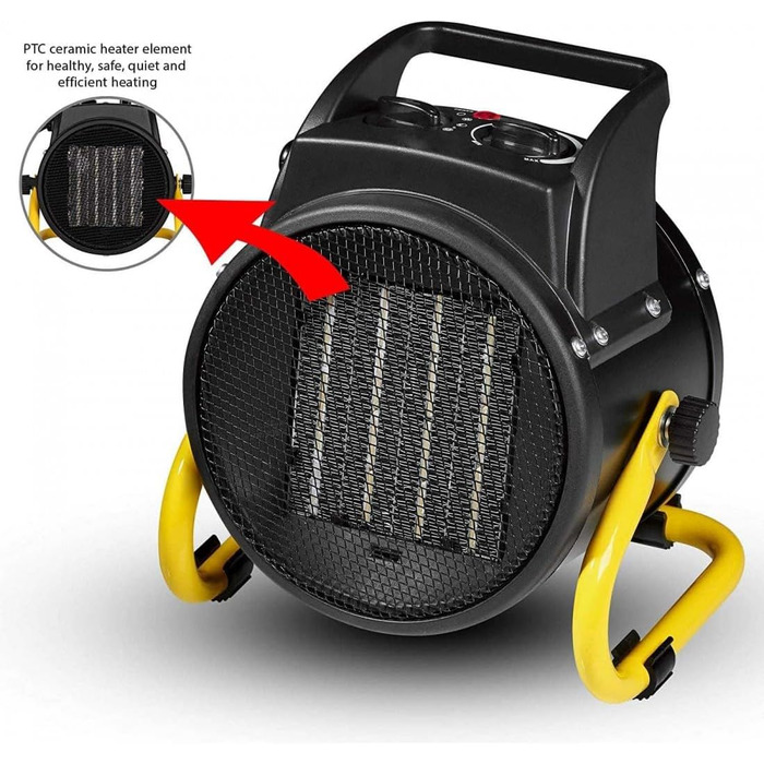 Генератор гарячого повітря Stak STH2000W потужністю 2 кВт. Керамічна технологія для швидшого нагрівання. 2 швидкості, із запобіжним термостатом та функцією вентилятора. Кабель 140 см, 2 Вт, чорний