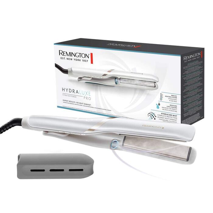 Випрямляч для волосся Remington Hydraluxe Pro S9001 (технологія зволоження Hydracare для захисту від перегріву, керамічне покриття, що утримує вологу), білий