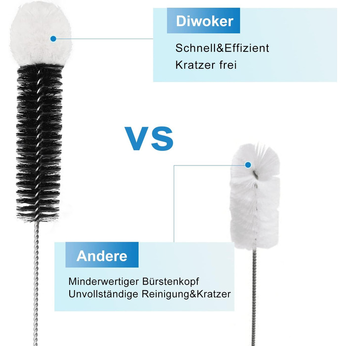 Щітка для миття пляшок Diwoker для скляних пляшок, 2 шт. щітка для чищення щітка для чищення пляшок для скляних графинів, питних п