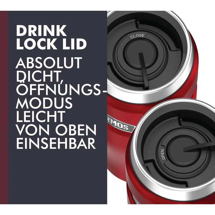 Термокружка-термос Stainless King, кавова кружка з нержавіючої сталі червоного кольору 470 мл, ізольована кружка, можна мити в пос