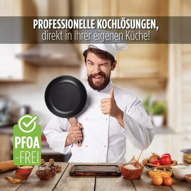 Професійна сковорода ROSMARINO 24 см - Сковорода з відмінним розподілом тепла та теплопродуктивністю, підходить для індукції, вишу