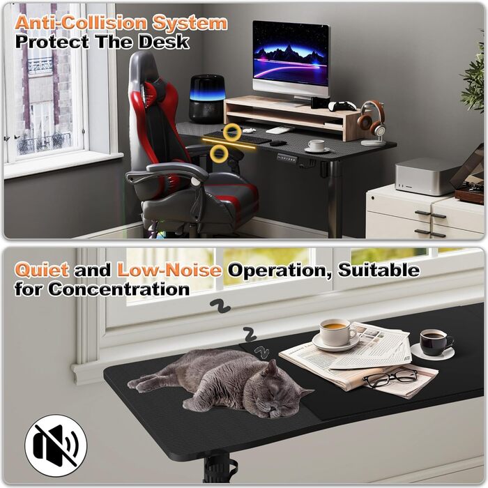 Електричний стіл з регулюванням висоти 160x60 см, стіл для роботи сидячи та стоячи з функцією пам&39яті та портом зарядки Type-C, стіл для роботи стоячи, регульований комп&39ютерний стіл з органайзером для кабелів, чорний 16060 см