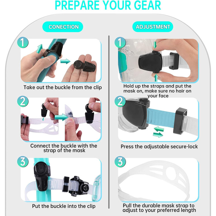 Маска для дайвінгу для дорослих, комплект для дорослої трубки з трубкою та маскою для дайвінгу, панорамна трубка із загартованого скла HD 180 із захистом від запотівання та протікання преміум-класу з сухим покриттям