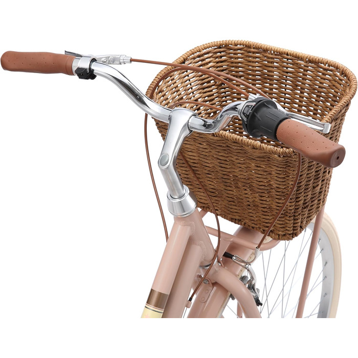 Алюмінієвий міський велосипед BIKESTAR 26, 28 дюймів 16, рама 18 дюймів, 7 швидкостей Shimano, жіночий голландський велосипед, ретро-велосипед з V-подібними гальмами, багажником, ліхтарями, дзвінком, кошиком, світловідбивачами на спицях Тест на безпеку, ш