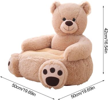 Крісло з ведмедиком для малюків, подушка сидіння, плюшеве, мультяшне, крісло для читання, м&39яке, дитяче, для дому, в дитячі кімнати, прикраса, подарунок для дівчаток, хлопчиків, світло-коричневий ведмедик