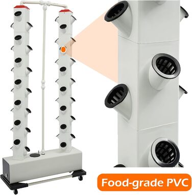 Вертикальна гідропонна вежа з резервуаром для води на 30 л Садова гідропонна система вирощування Набір для аеропоніки Набір для аеропоніки для вирощування трав, фруктів і овочів, 56 Pods -