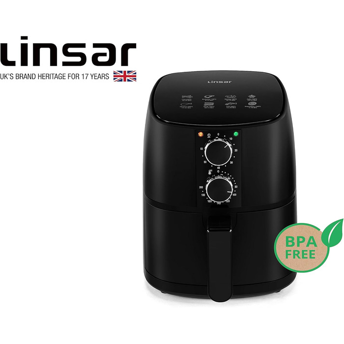 Аерофритюрниця 4 л - Фритюрниця з таймером і функцією збереження тепла - Вибір температури - Більш енергозберігаючий і швидший, ніж духові шафи - 1400 Вт (чорний)