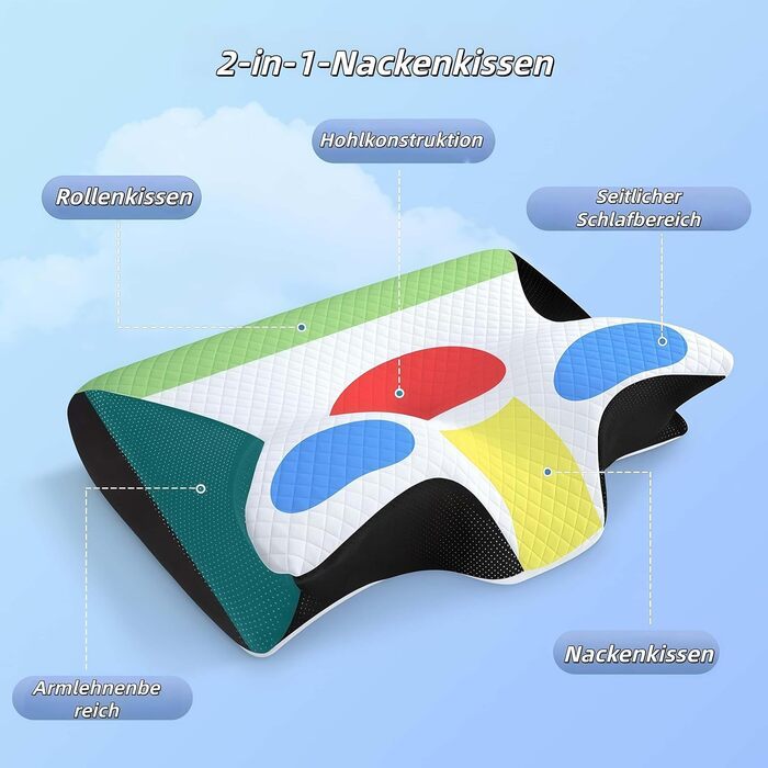 Подушка для голови та шиї ZYVO Rest Pillow терапевтична подушка для шиї, підтримує шию та голову для природного вирівнювання хребта під час сну. (Сіра)