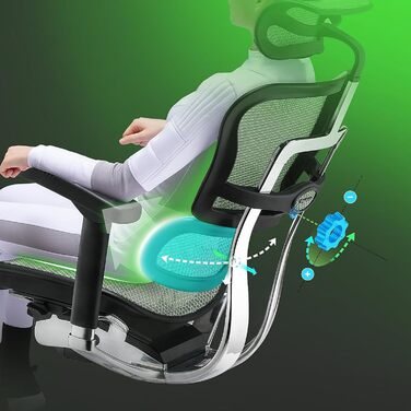 Ергономічне офісне крісло hjh OFFICE ERGOHUMAN GEN2 Оригінальний дизайн, цілодобове офісне крісло з гнучкою поперековою опорою, сітка чорного кольору I Сітчаста тканина Single