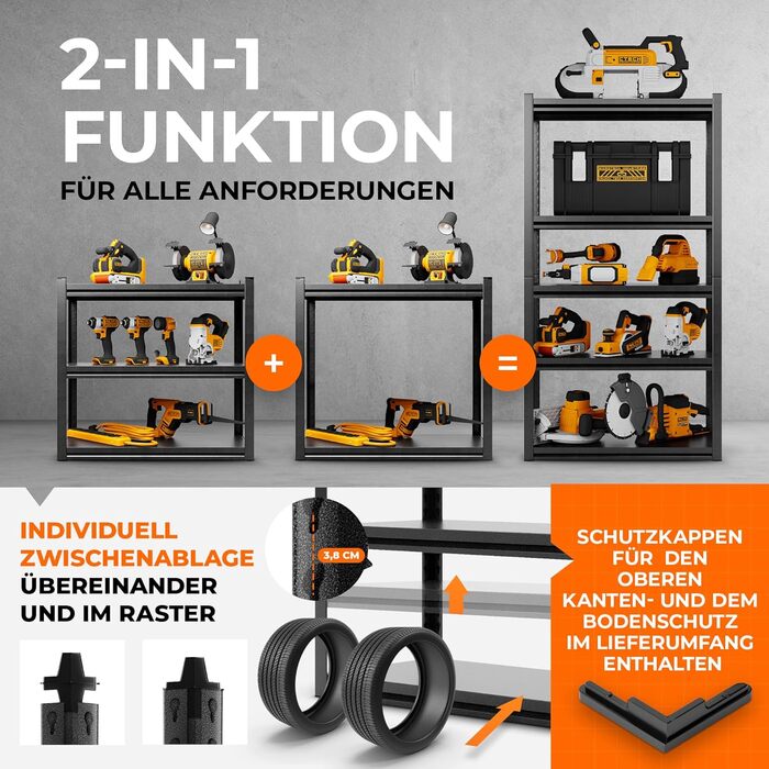 Металевий стелаж з металевими полицями ПЕРЕМОЖЕЦЬ ТЕСТУ Легке складання Надзвичайно стійкий Міцний чорний стелаж з п&39ятьма полицями - Полиця для зберігання, полиця для підвалу - металева Виберіть полицю зараз Полиця 160x86x45 Чорна 5 рівнів чорна 86x45x