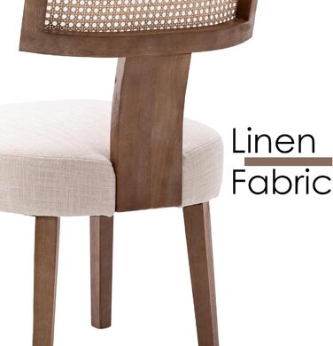 Комплект кухонних стільців Chairus з 2 предметів, обідніх стільців, дерев&39яних вінтажних стільців, м&39яких стільців зі спинкою з ротанга для вітальні (бежевий), 2 шт., бежевий-2