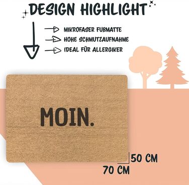 Килимок для прихожих та вулиці 50x70 см - плоский та нековзкий - Привіт. - Смішний вислів - Килимок для прихожих, який можна прати, для чистого взуття та стильного, сучасного входу